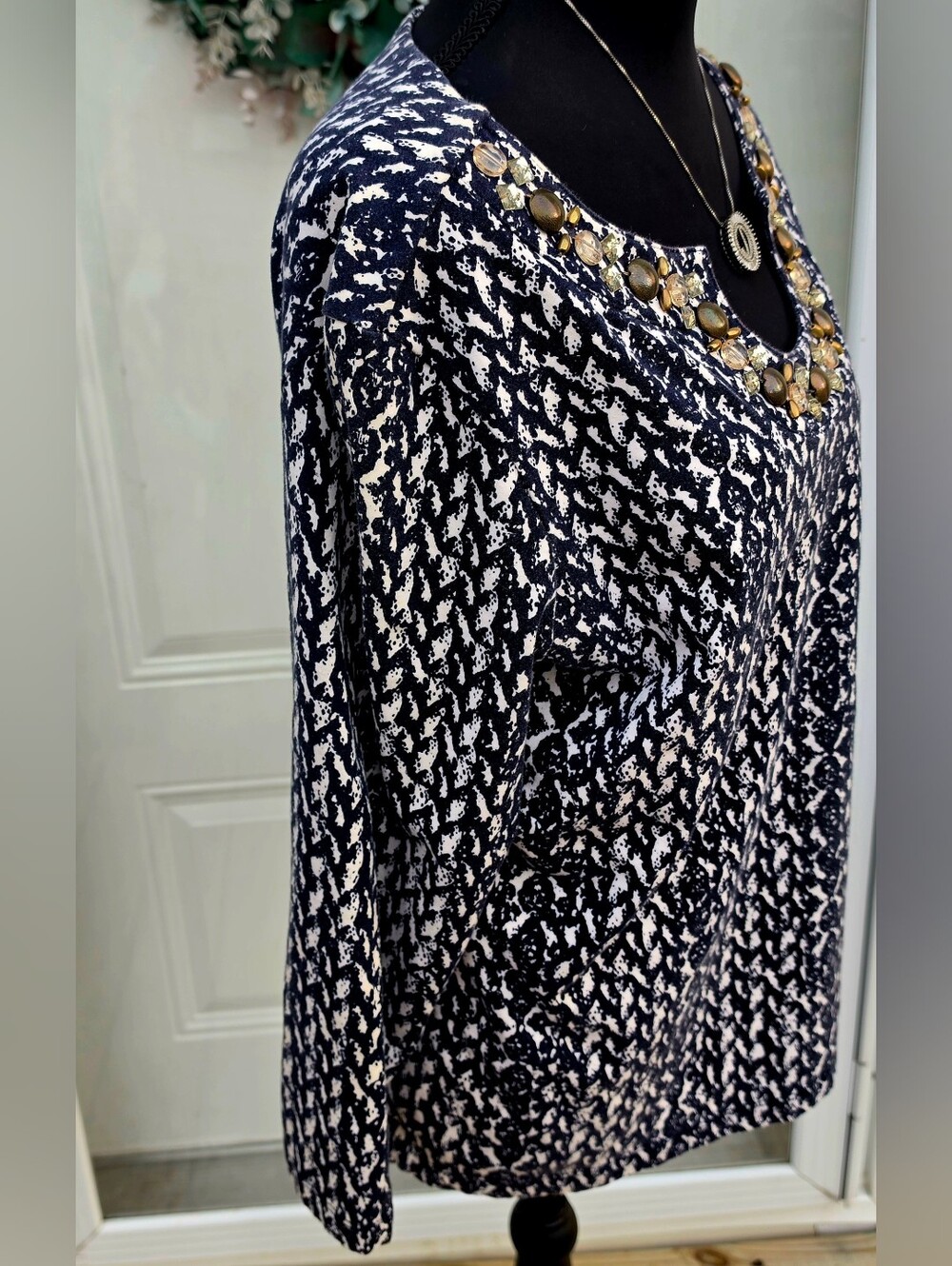 Ruby Rd Embellished  Patterned Women's Top - Picture 5 of 8